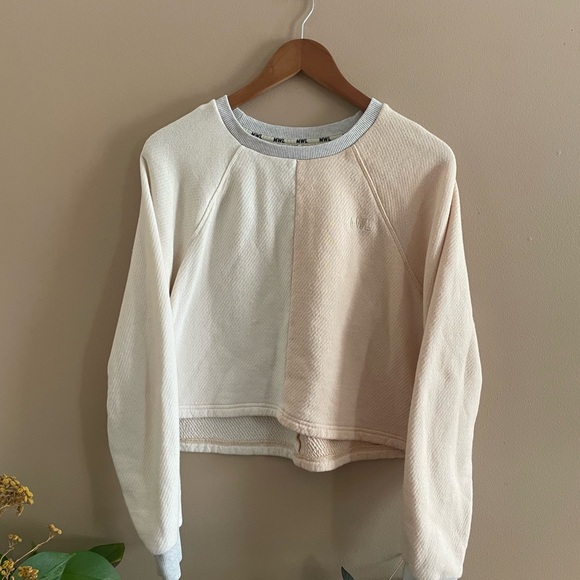 Madewell MWL Airyterry Colorblock Crop Sweatshirt - size Medium - Picture 2 of 7